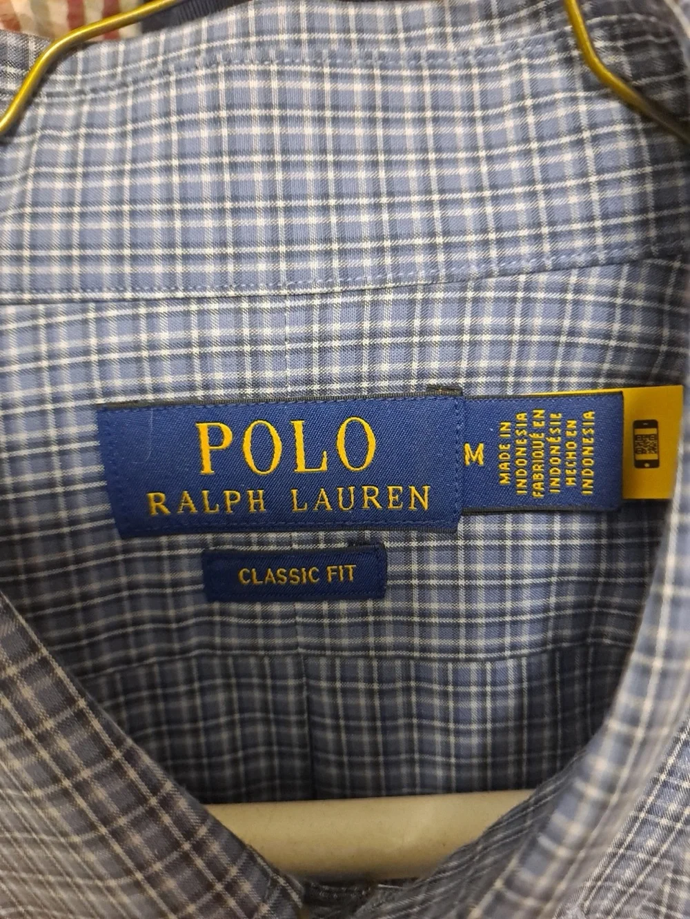 Ralph Lauren White Shirt with Blue Windowpane Check
